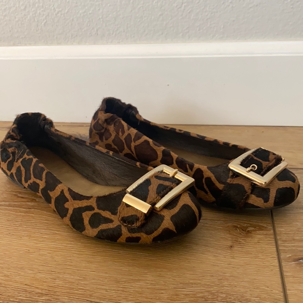 Ann Taylor Leopard Flats with Buckle, size 7